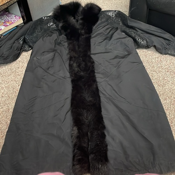 Vintage 90s Ankle length fur coat with removable fur vest duster - Picture 2 of 9